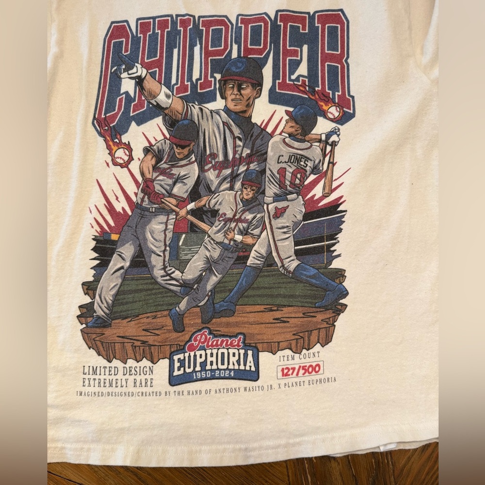 Chipper Jones Planet Euphoria Kids Baseball Tee - Cream